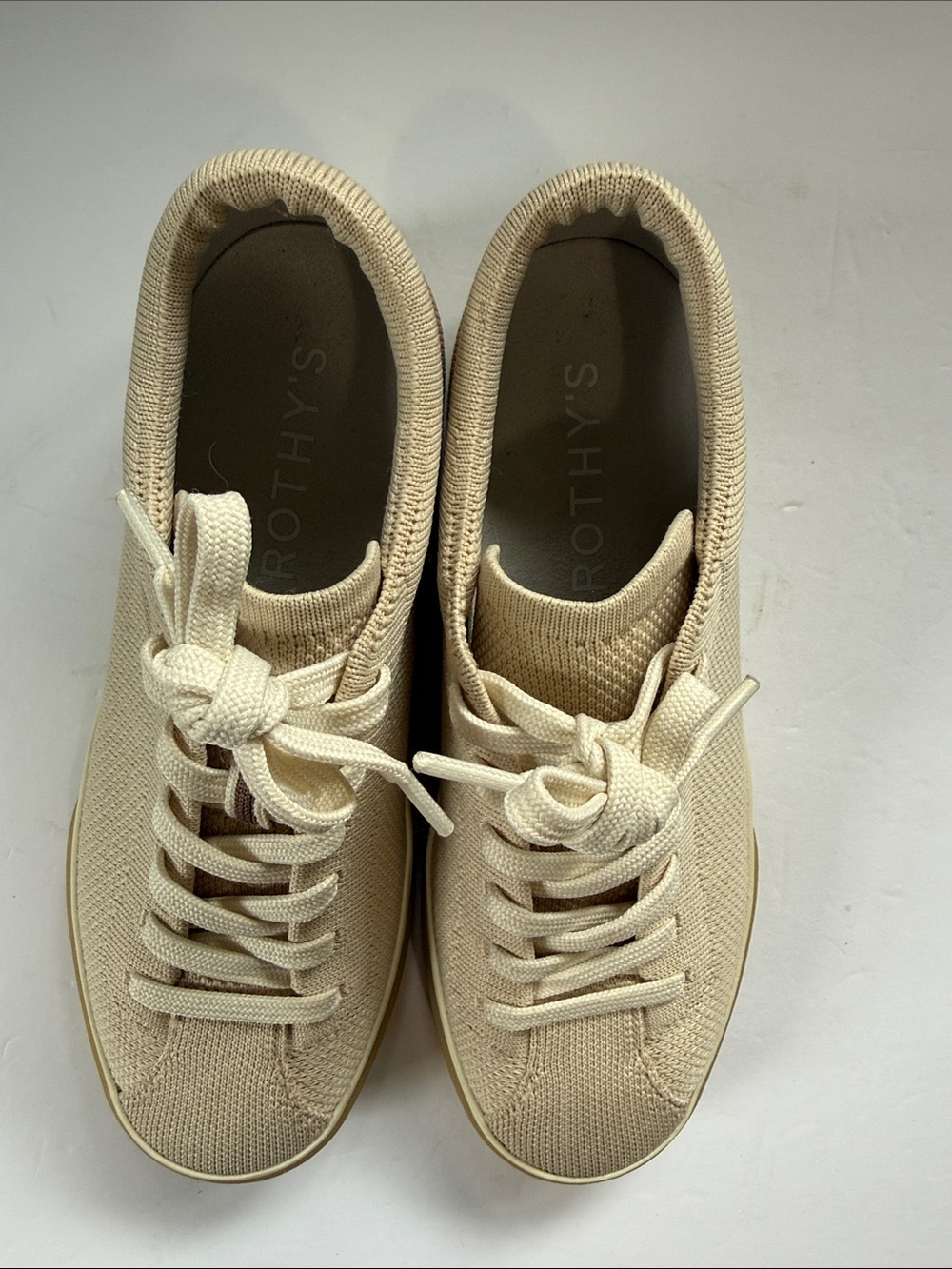 Rothy's Knit Lace-Up Sneakers - Beige - Picture 6 of 11